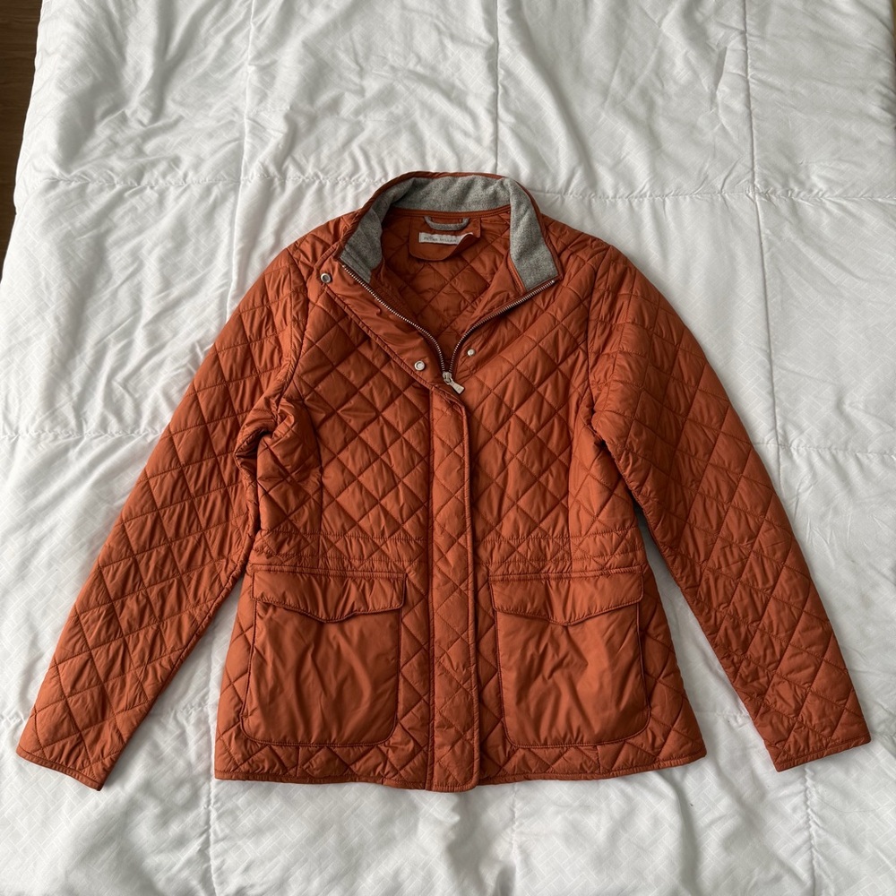 Peter Millar Blakely Jacket Women S Orange Quilted Elbow Patch Full Zip Travel